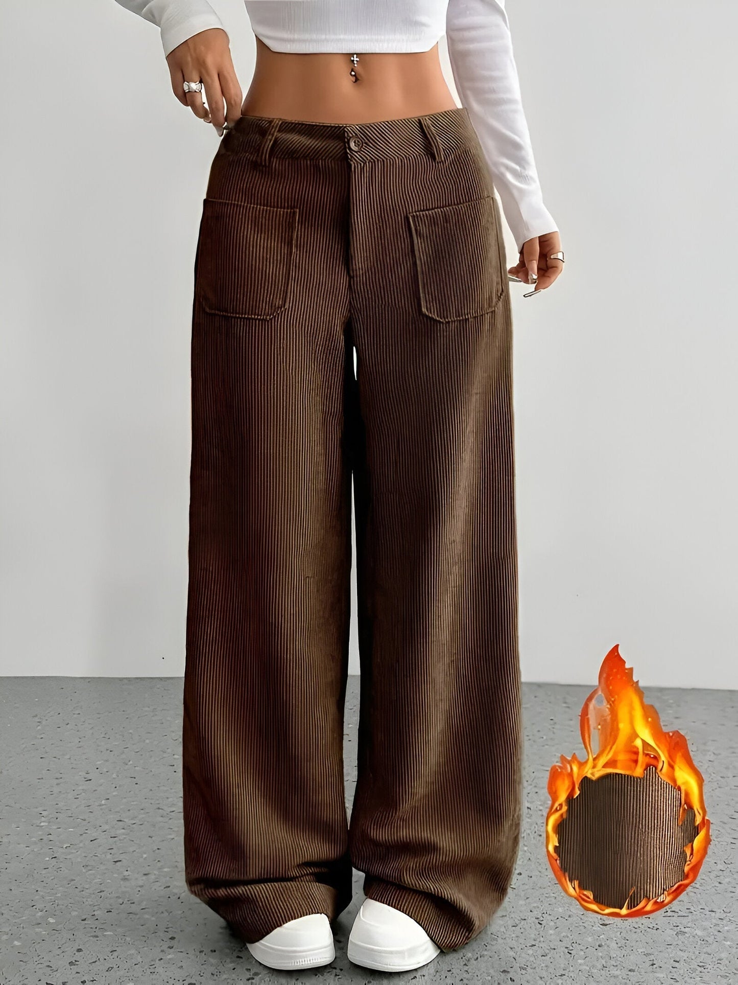 Gizelle | Lässige Kordhose mit weitem Bein
