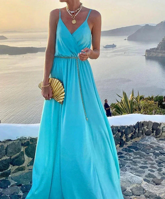 Buntes Maxikleid mit Ausschnitt