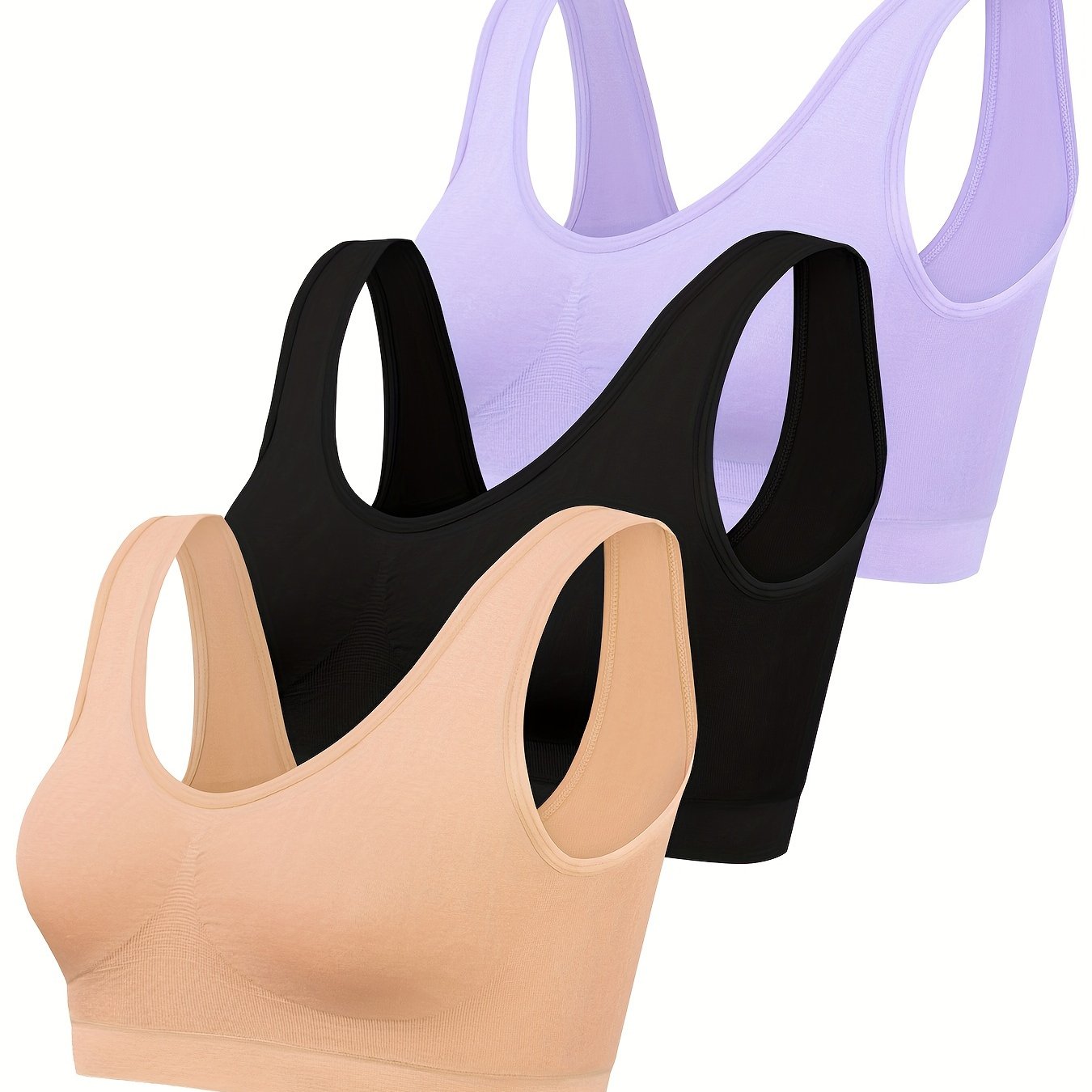 Eva | 3er Set aus einfarbigen Tanktops und nahtlosem Sport-BH