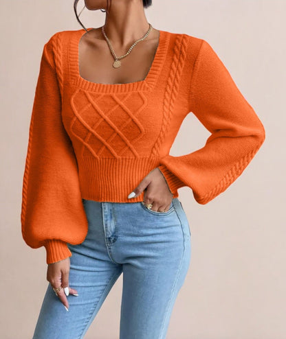 Lily - Strickpullover mit quadratischem Kragen für Frauen