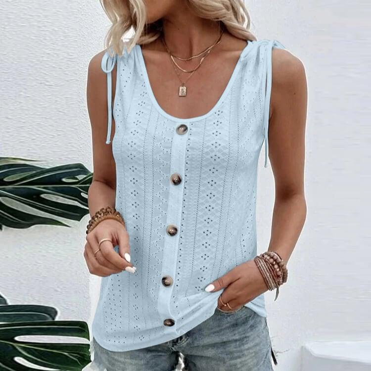 Stylisches Damen-Top mit Knöpfen und Ausschnitten
