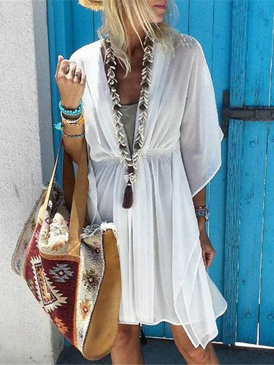 Asymmetrisches und gerafftes Strandminikleid für Damen
