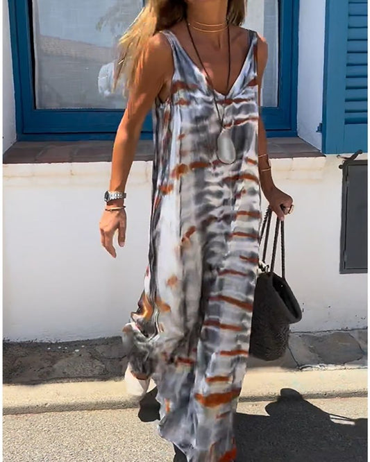 Sommerkleid ohne Ärmel in Krawattenfarbe