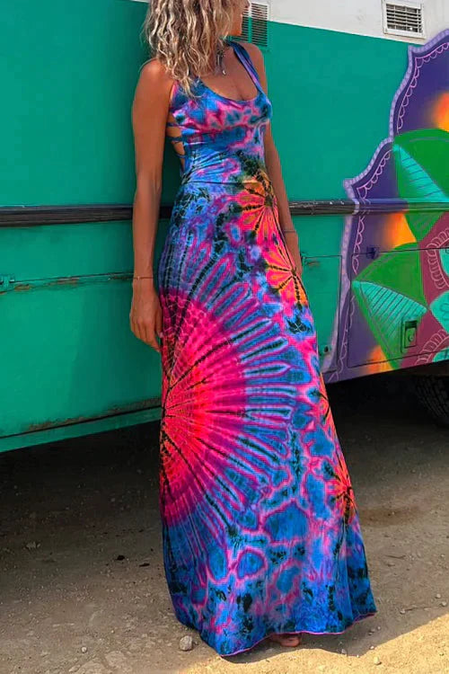 Layiah - Maxikleid mit Spitze und Tie-Dye Druck