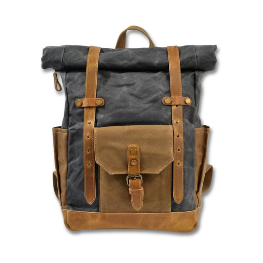 Finn | Stilvoller militärischer Segeltuchrucksack mit Roltop für Wandern und Laptop