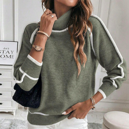 Evelyn - Luxuriöser Strickpullover in Olivgrün