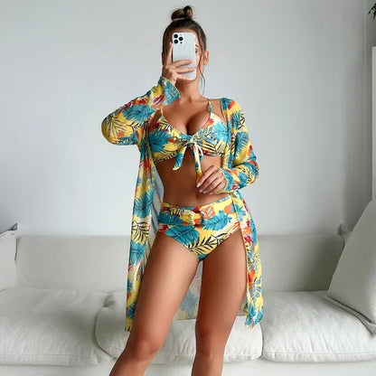 Eleganter Sommer-Bikini mit hoher Taille und Blumenmuster