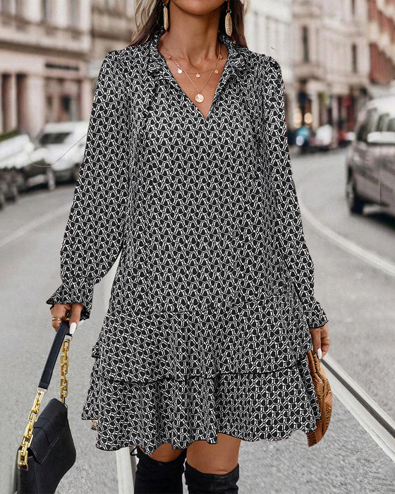 Langärmeliges Kleid mit Camouflage-Druck