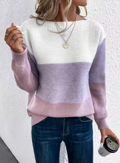 Emilia - Dreifarbiger Strickpullover für Frauen
