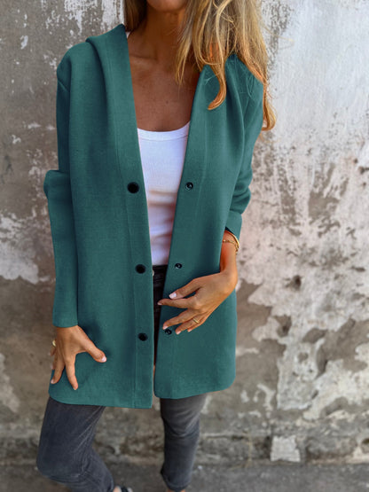 Ella | Lässige Kapuzenjacke mit einreihiger Knopfleiste