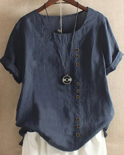 Carmella | Stylische Bluse mit Rundhalsausschnitt und Knöpfen