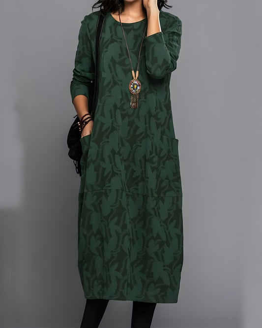 Noble - Bedrucktes langärmeliges Taschenkleid