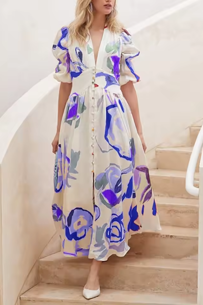 Isla | Bedrucktes langes Strandkleid für Frauen