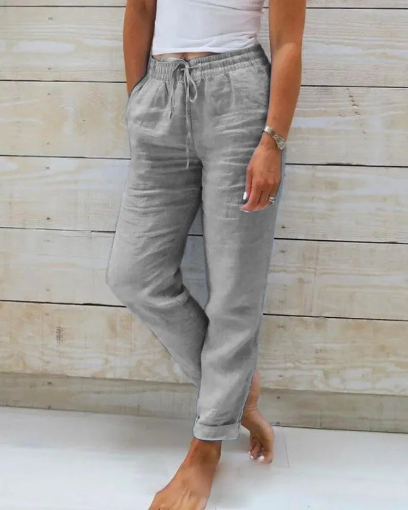 Leinenhose für Damen - Entspannter Stil - Atmungsactivees Material - Ideal für zu Hause und informelle Anlässe