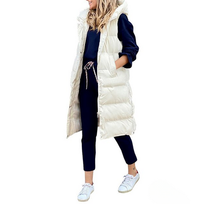 Brandy - Langer ärmelloser Wintermantel für Damen
