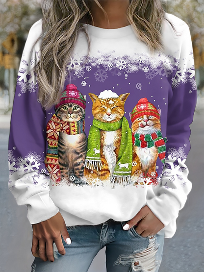 Whiskers™ | Warmes Wintertop mit Schneekatzenprint