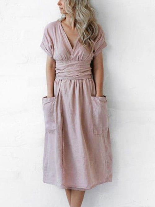 Damen einfarbige Freizeitkleid ohne Träger einfarbig