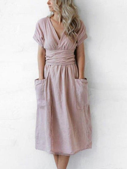 Damen einfarbige Freizeitkleid ohne Träger einfarbig