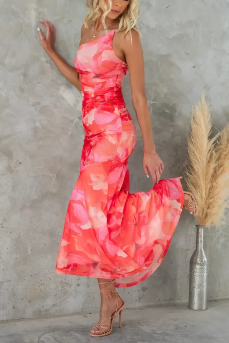 Maya | Ein-Schulter-Blumenkleid für Frauen