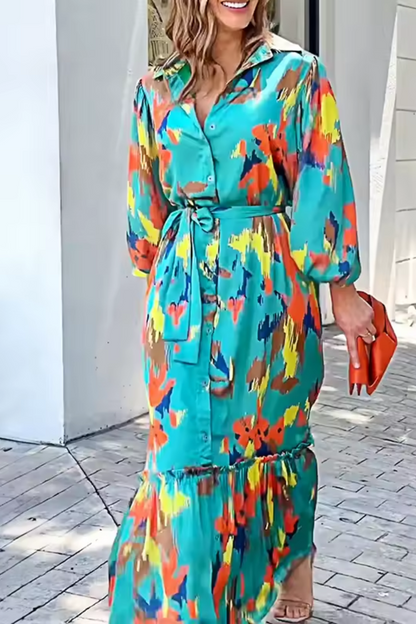 Celeste | Bedrucktes langes Kleid für Frauen