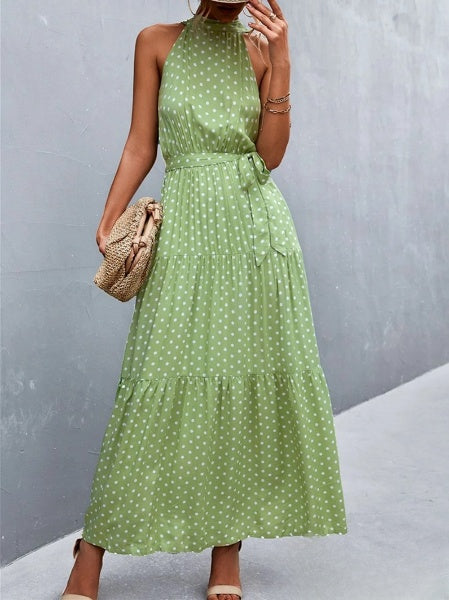 Bestseller-Overallkleid mit Trägern und halbhohem Ausschnitt mit wellenförmigem Punktprint
