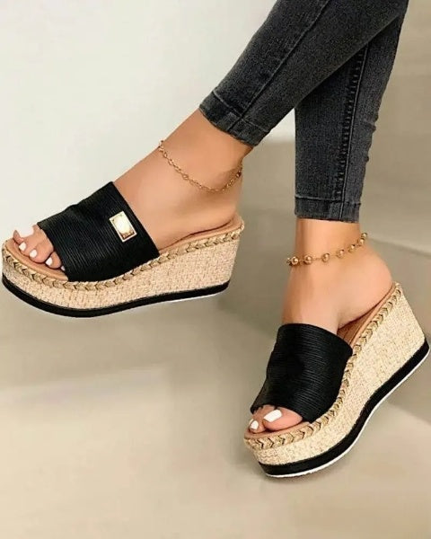 Olivia - Offene Keilabsatzsandalen