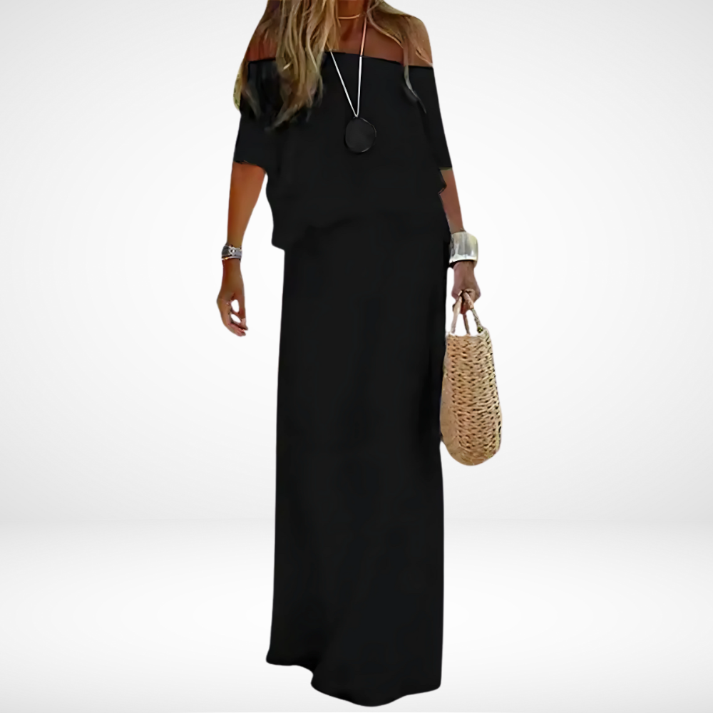 Elegantes weißes Maxikleid mit schulterfreiem Ausschnitt für den Strand
