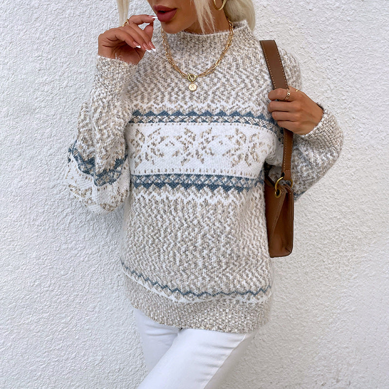 Amanda - Rundhalspullover mit Schneeflocken