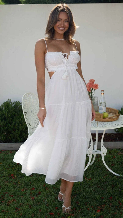 Julissa - Ausgestelltes Maxikleid für Frauen mit ärmellosem Saum