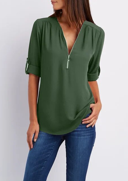 Leona | Elegante Bluse mit V-Ausschnitt für Frauen