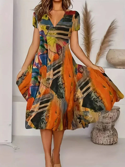 Adaline - Sommerliches Boho-Kleid mit V-Ausschnitt