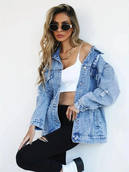 Trendy Oversized Denim Jacke für Frauen