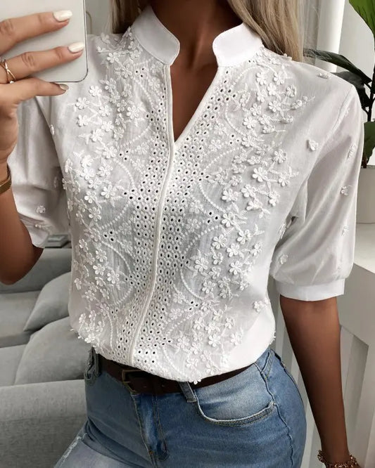 Wybina Bluse | Besticktes Blumentop aus Spitze