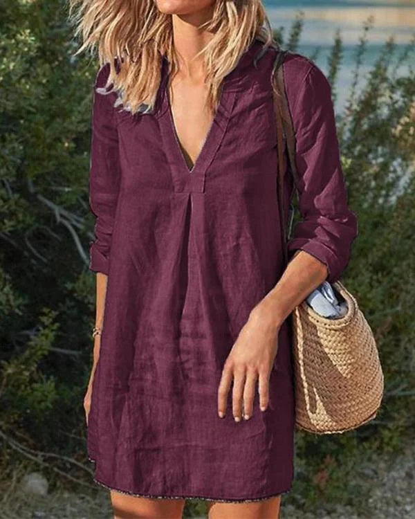 Gienne - Freizeitkleider im Vintage-Stil mit V-Ausschnitt
