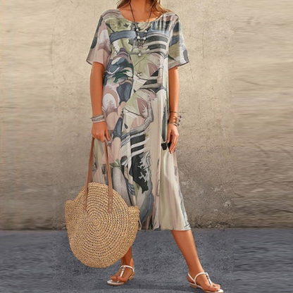 Sommerliches Midikleid mit modernem Print