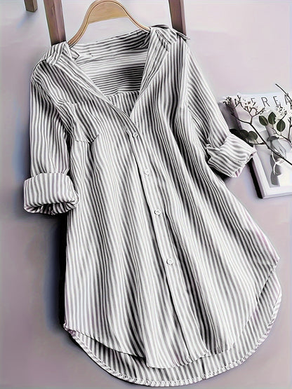 Bernardina Bluse | Lang gestreifte bedruckte Bluse