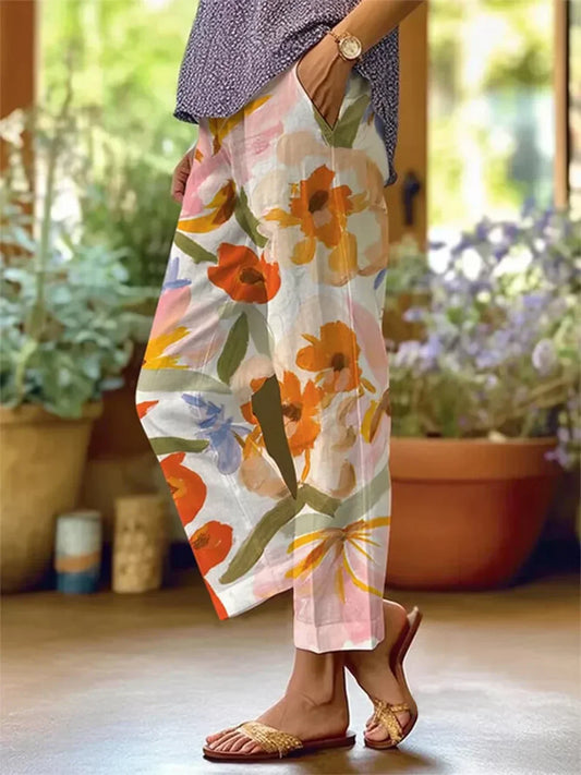 Damenhosen mit Blumenmuster