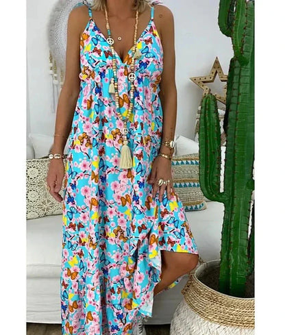 Trägerloses Kleid mit Blumendruck