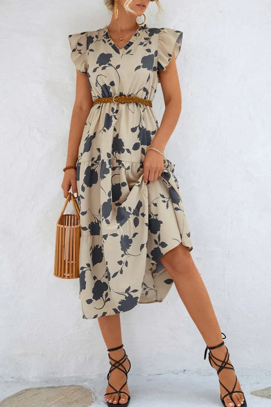 Kleid mit Blumenprint und Volantärmeln