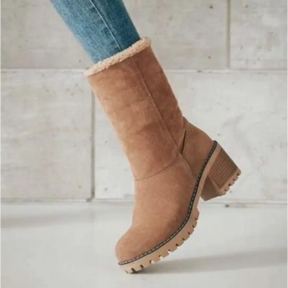 Winterstiefel für Frauen mit niedrigem Absatz und modernem Stil