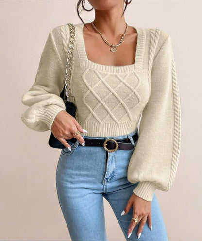 Lily - Strickpullover mit quadratischem Kragen für Frauen
