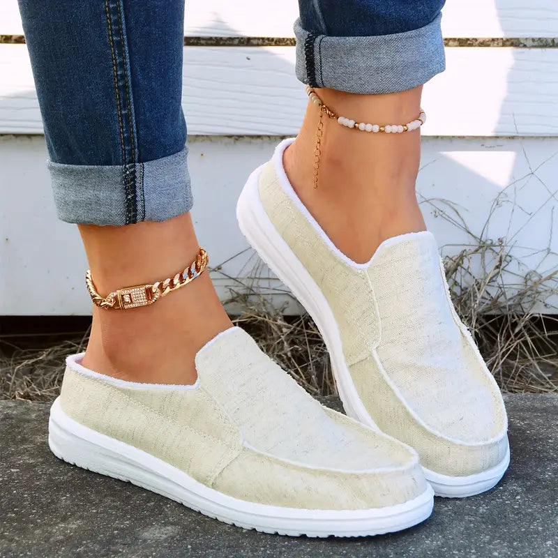 Damenschuhe aus Canvas mit Blumendruck