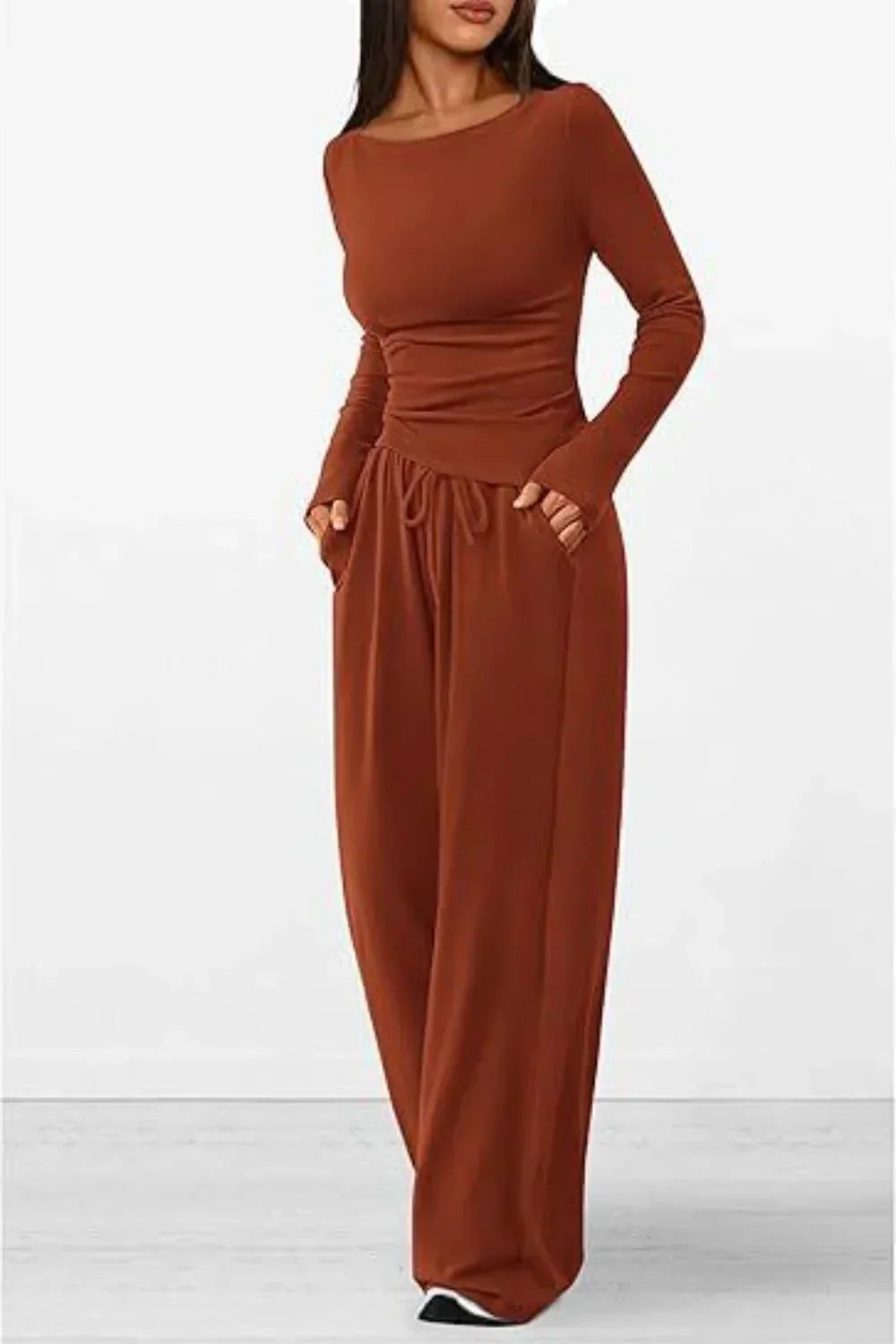 Amalia - Elegantes Set mit langärmeligem Oberteil und Hose für Frauen