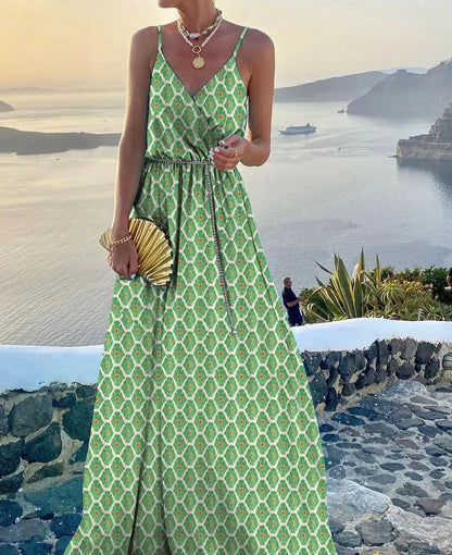 Buntes Maxikleid mit Ausschnitt