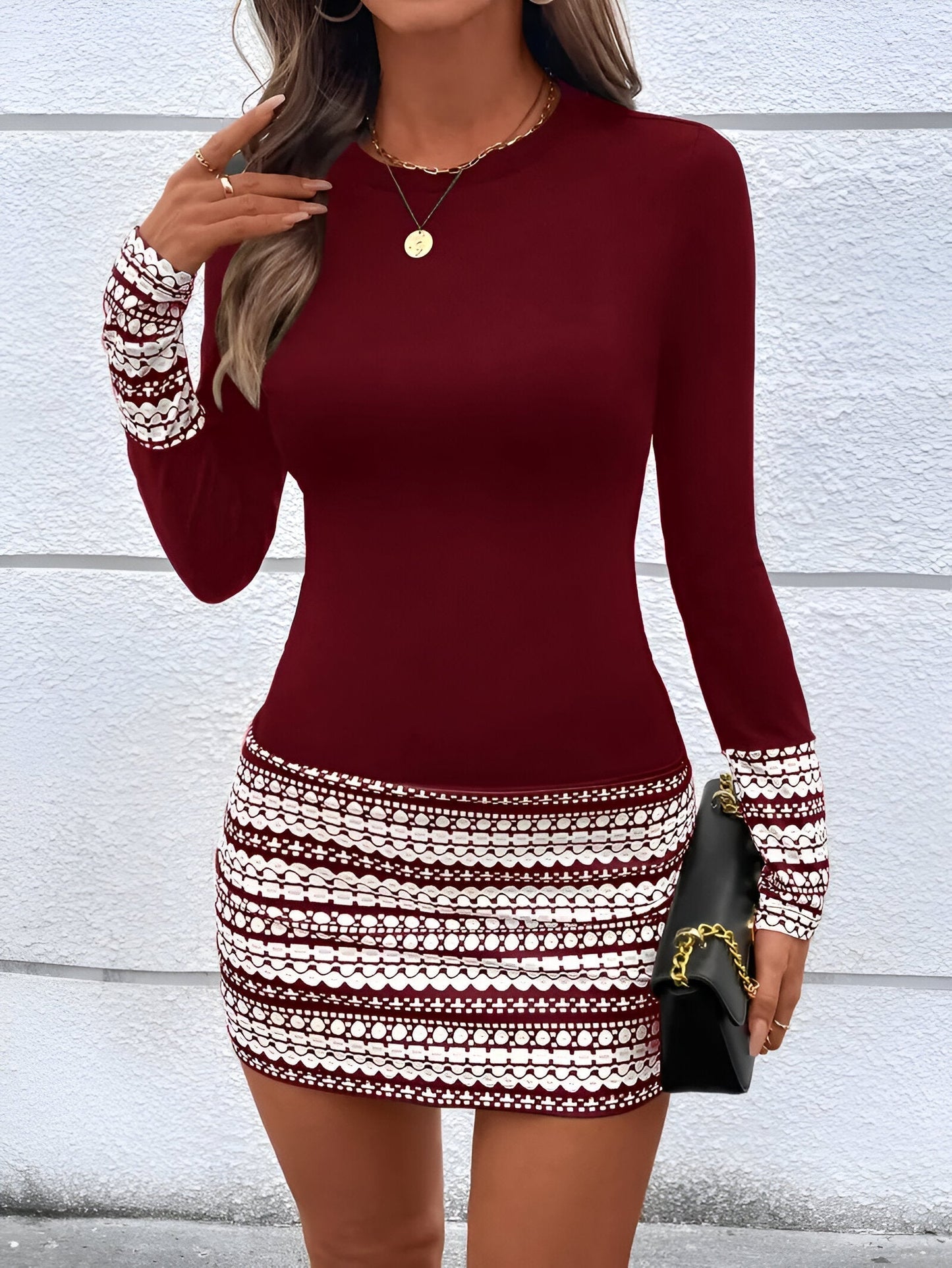 Brigida | Gestreiftes Bodycon-Minikleid mit Rundhalsausschnitt