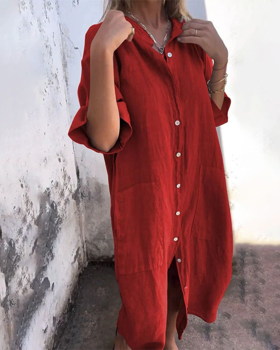Lässiges langes Hemdkleid mit lockerer Passform