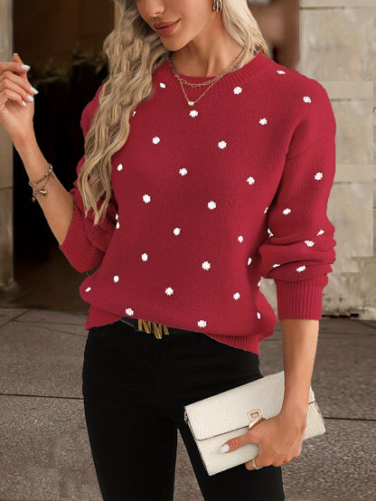 Adeline - Strickpullover mit Pünktchenmuster und Rundhalsausschnitt für Frauen