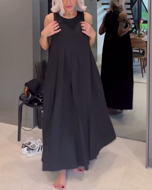 Elegantes ärmelloses Kleid in unifarbener Ausführung mit Wickeloptik