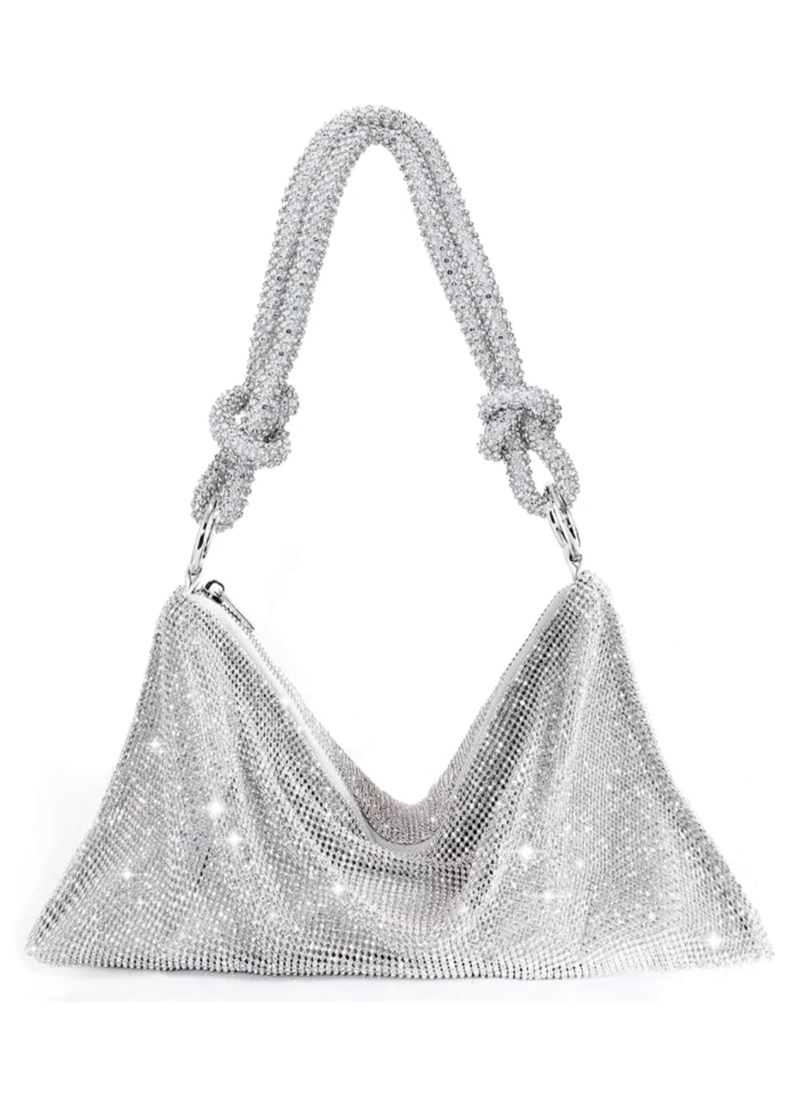 Isabelle - Silberne Tasche mit Strasssteinen