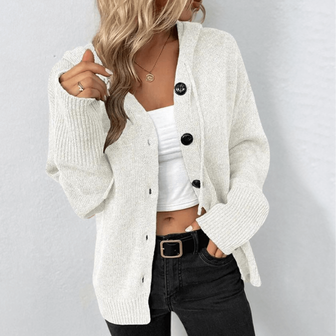 Warme Damen Strickjacke mit Knopf